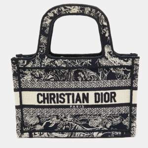 Dior Blue De Jouy Embroidery Canvas Mini Book Tote 