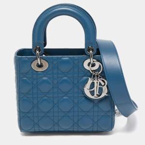 Pre Owned Dior Dark Blue Cannage Leather Small My ABCDior Lady Dior Tote