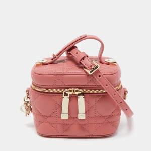 Dior Pink Cannage Leather Lady Dior Micro Vanity Case