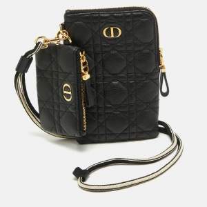 Dior Black Cannage Leather Caro Multifunctional Pouch