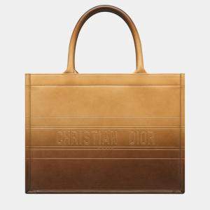 Pre Owned Christian Dior Brown Calfskin Medium Dior Book Tote