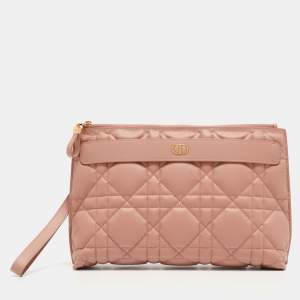 Dior Pink Cannage Leather Large Caro D-Every Pouch