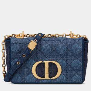 Christian Dior Denim Blue Cannage Small Dior Caro Bag