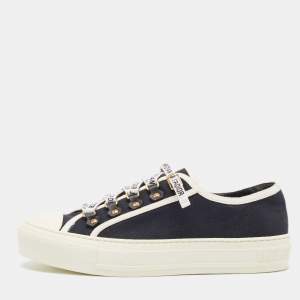 Dior Black Canvas Walk'n'Dior Sneakers Size 37