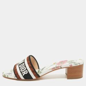 Dior Multicolor Canvas Dway Slide Sandals Size 39
