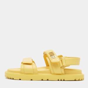 Dior Yellow Leather DiorAct Ankle Strap Sandals Size 38.5