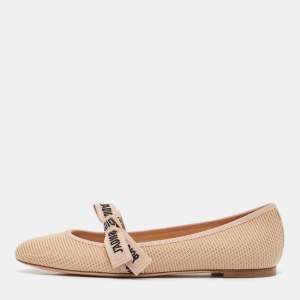 مملوكة مسبقًا Christian Dior Beige Mesh J'Adior Ballet Flats Size 39