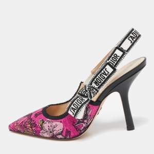 Pre Owned Dior Multicolor Embroidered Canvas J'Adior Slingback Pumps Size 37