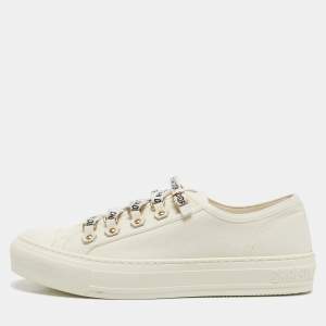 Dior 0ff-White Canvas  Walk'n'Dior Low-Top Sneakers Size 39.5