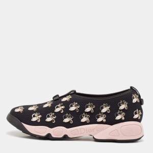 Dior Black Embellished Mesh Fusion Sneakers Size 40