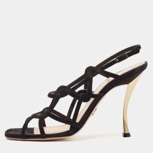 Dior Black Suede D-Fame Slingback Sandals Size 40