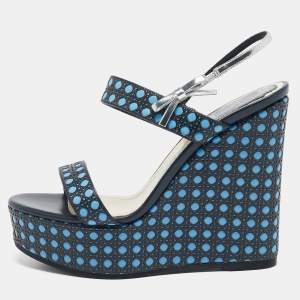 Dior Multicolor Cannage Leather Platform Wedge Sandals Size 36