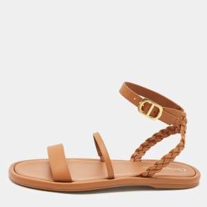 Dior Brown Braided Leather Egee Sandals Size 40