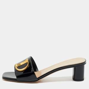 Dior Black Patent C'est Dior Slide Sandals Size 40