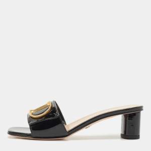 Dior Black Patent Leather C'est Dior Slide Sandals Size 38.5