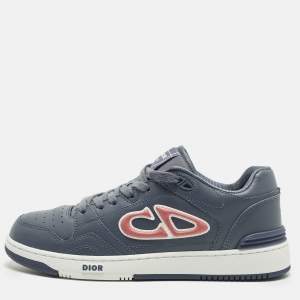 Pre Owned Dior B57 Size 39 Blue/Pink Leather Lace Up Sneakers