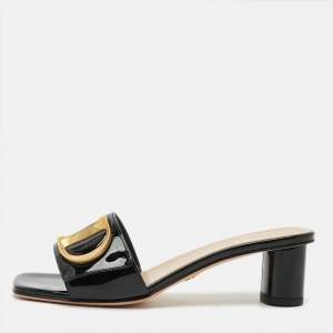 مملوكة مسبقًا Dior C'est Dior Size 37.5 Black Patent Leather Slide Sandals