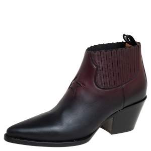 Pre Owned Dior Black/Brown Leather Dior L.A Ankle Boots Size 40