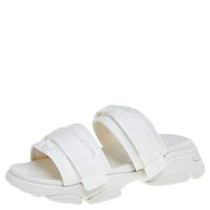 Pre Owned Dior White Fabric D- Wander Slide Sandals Size 40