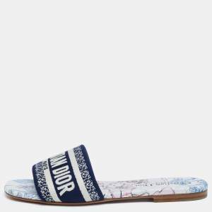 Pre Owned Dior Multicolor Canvas Logo Embroidered D-Way Flat Slides Size 36