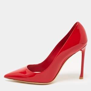 Pre Owned Christian Dior Red Patent Leather Dioressence Pumps Size 37