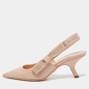 Dior Pink Leather J'adior Studded Slingback Pumps Size 37