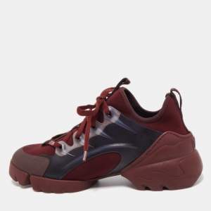 Dior Burgundy PVC and Fabric D-Connect  Sneakers Size 38