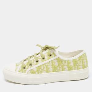Pre Owned Dior Light Green Oblique Canvas Walk'n'Dior Sneakers Size 39.5