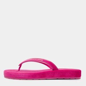 Dior Pink Velvet and Leather Diorsea Thong Flat Slides Size 38