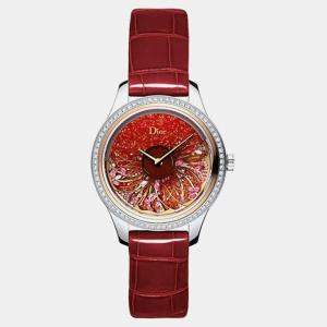 Dior Red MOP 18k Rose Gold Stainless Steel Grand Bal Cd153B2X1007 Automatic Women's Wristwatch 36 mm