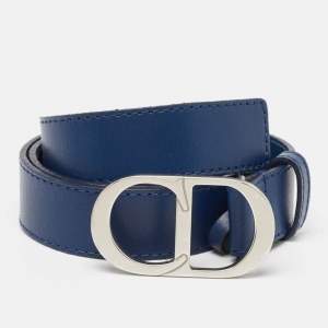Dior Blue Leather CD Icon Belt 65CM