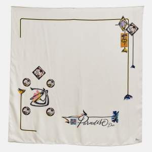 Dior Off -White Silk Paradise Dior Scarf 