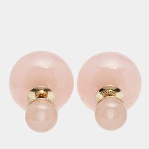 Dior Tribales Pink Resin Gold Tone Stud Earrings