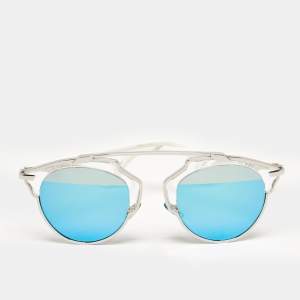 Dior White/Blue Mirrored DiorSoReal Round Sunglasses