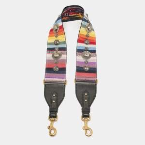 Dior Multicolor Embroidered Canvas Studded Shoulder Bag Strap