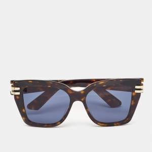 Pre Owned Dior Havana/ Blue CDior S1I Square Sunglasses