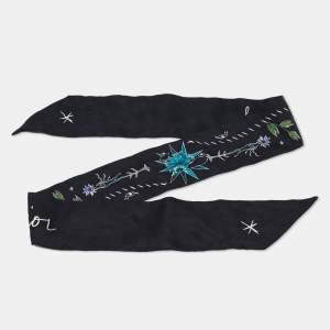 Dior Black Printed Silk L'Hiver Mitzah Scarf 