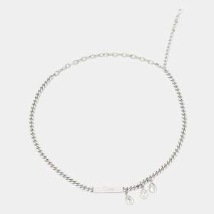 Dior Silver Tone Crystals Chain Necklace