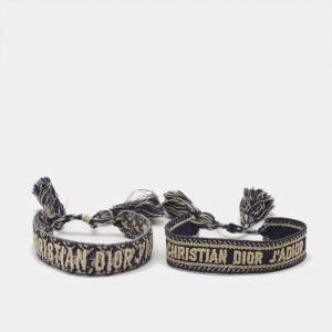Pre Owned Dior J'Adior Woven Fabric Friendship Bracelet Set of 2