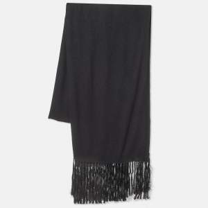 Dior Black Cashmere Fringed Stole