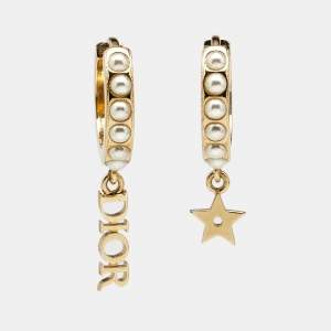 Dior Dior(r)evolution Faux Pearl Gold Tone Earrings