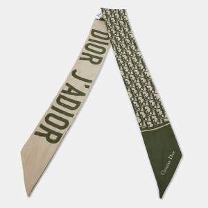 Dior Green/Beige Oblique Silk Mitzah Scarf