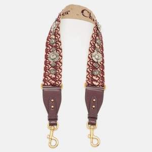 Dior Burgundy Canvas and Leather Studded Saddle Shoulder Bag Strap