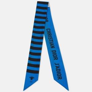 Dior Blue Stripe Print Silk Mitzah Scarf