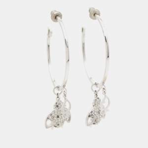 Dior Bee Crystals Silver Tone Hopp Earrings