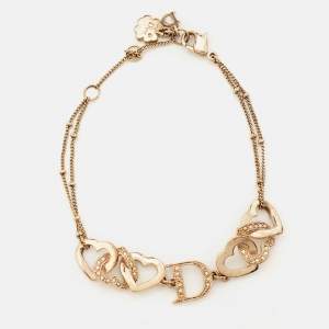Dior Interlocking Heart Crystal Gold Tone Bracelet