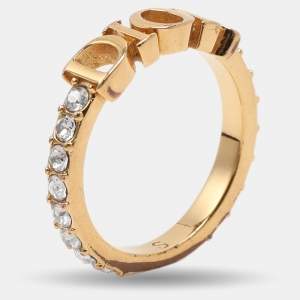 Dior Gold Tone Crystal Dio(r)evolution Ring S