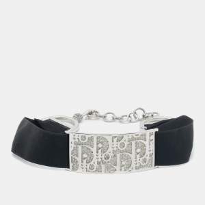 Dior Crystals Fabric Silver Tone Trotter Choker