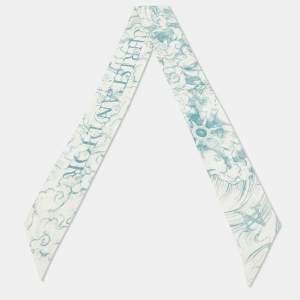 Dior White/Green TheABCDior 'N' Nuage Print Silk Mitzah Scarf