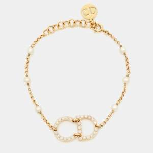Dior Clair D Lune CD Faux Pearl Gold Tone Bracelet